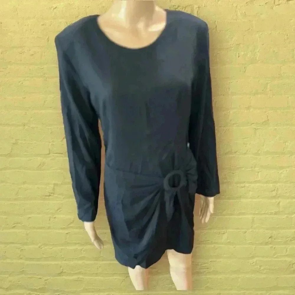 Vintage little black sexy cocktail 80’s dress sarong-small - Picture 2 of 11